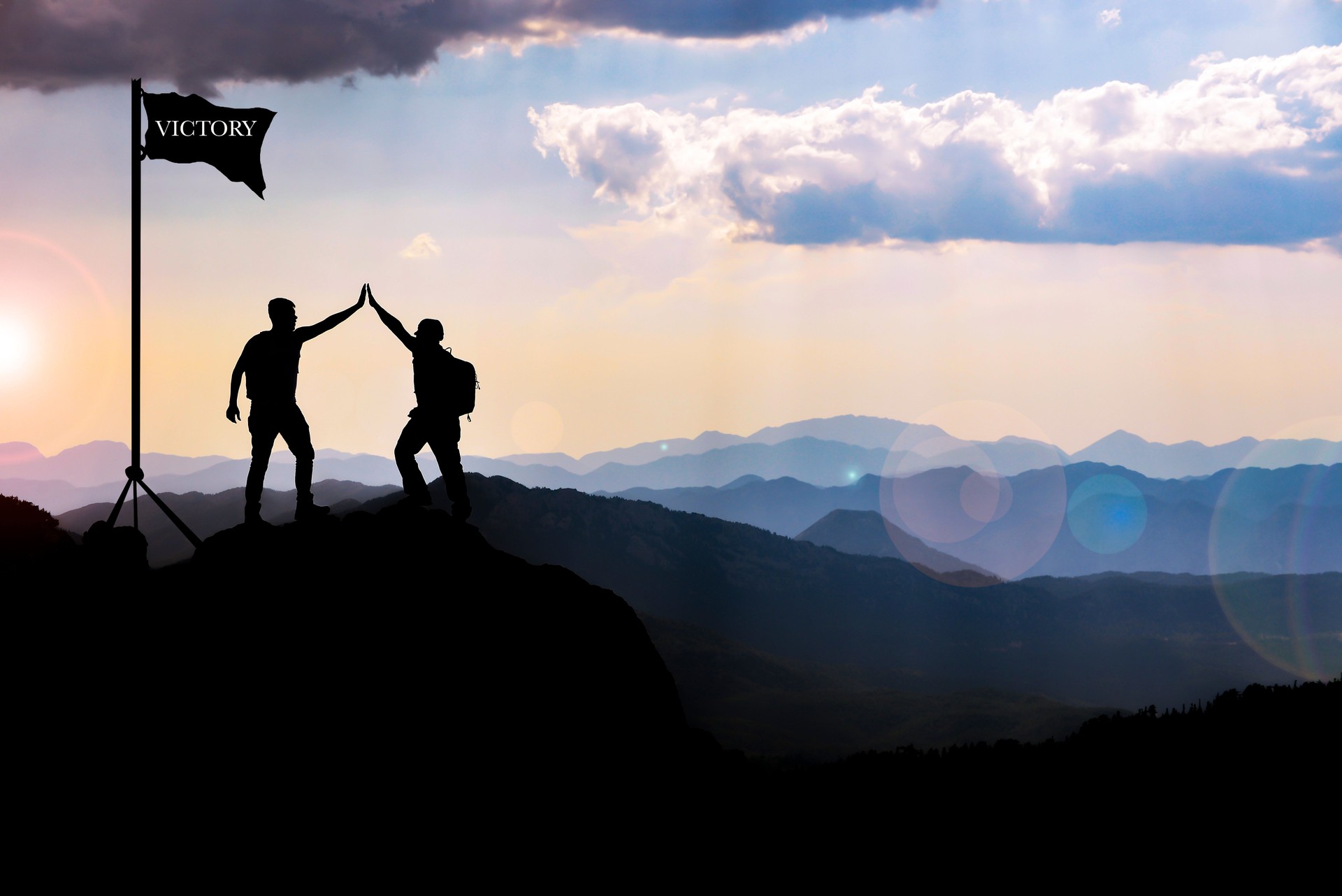 brave climbing of two friends, moments of celebration of their achievements and victories